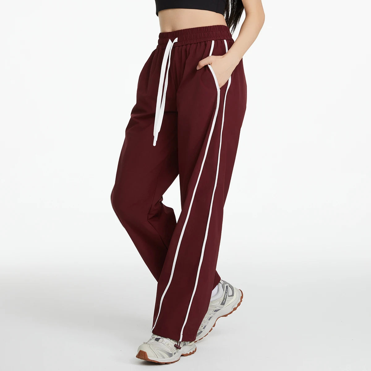 Casual Stripe Wide Leg Trousers