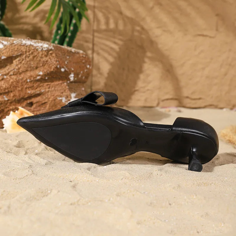 Black Pointed Toe Kitten Heels