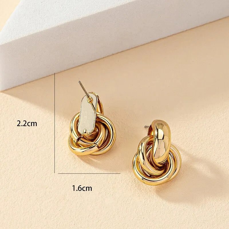 Gold and Silver Knot Hoop Earrings Set