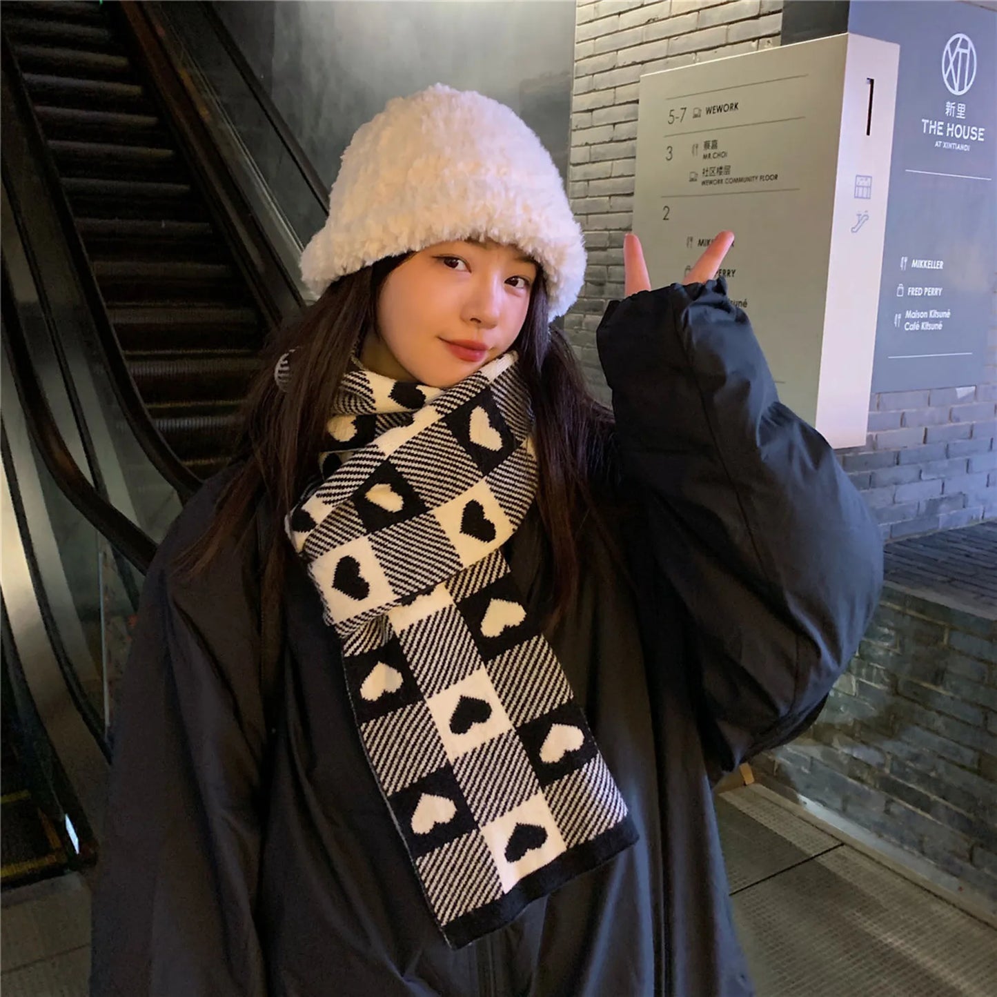 Heart Chessboard Knitted Shawl