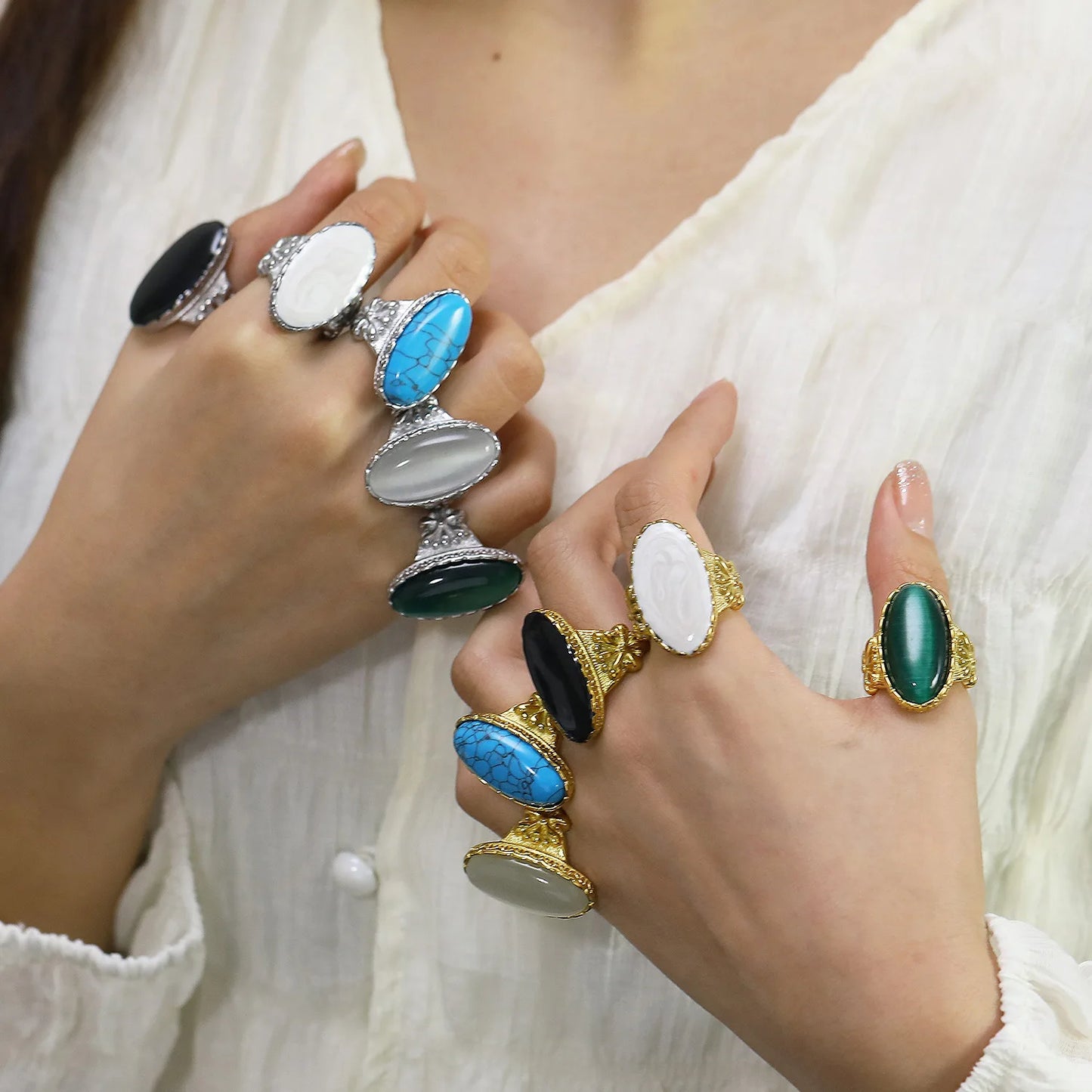 Large Stone 18K Gold Plated Ring