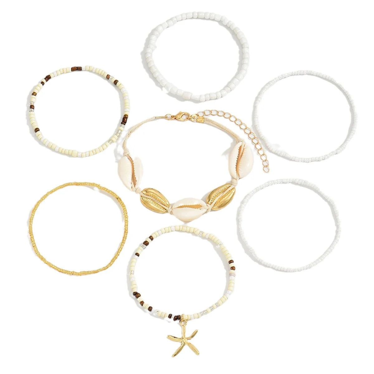 7 Piece Shell Beaded Bracelet Set