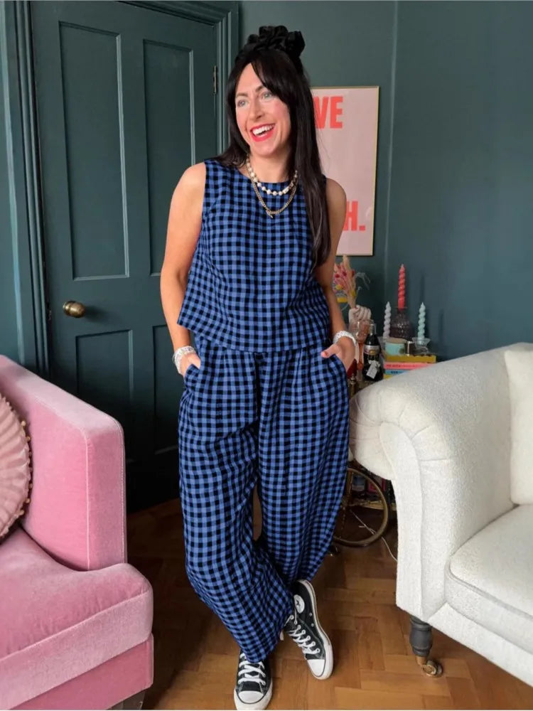 Vintage Plaid Two Piece Set