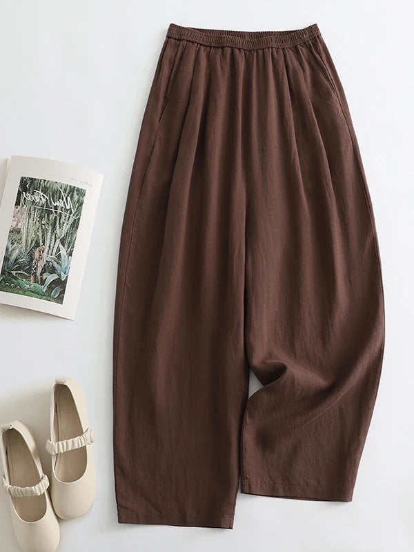 High Waist Linen Wide Leg Pants