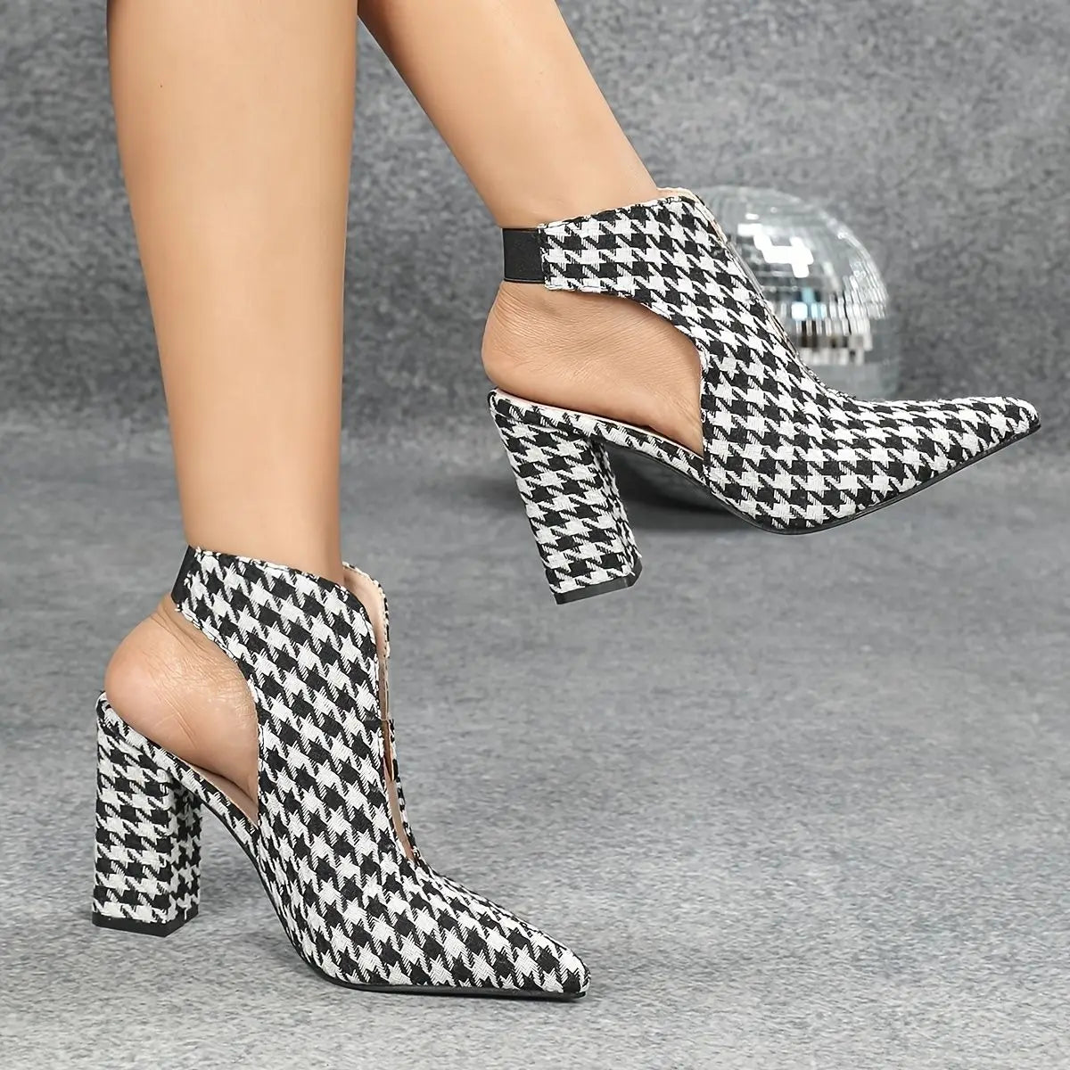 Houndstooth Ankle Boots