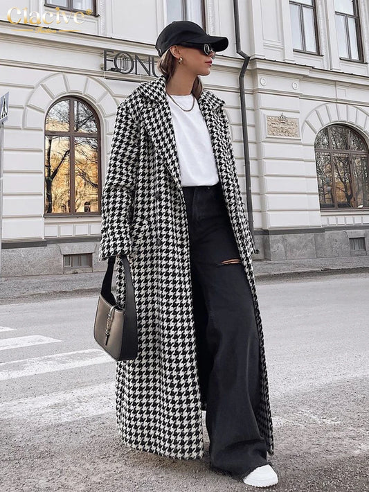 Modern Muse Loose Houndstooth Coat
