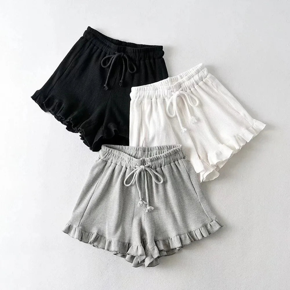 Elastic Waist Waffle Shorts