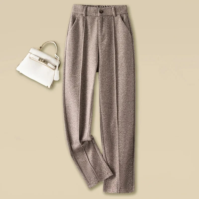 Woolen Herringbone Pencil Pants