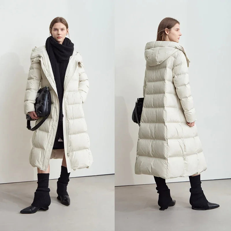 Long Down Hooded Winter Coat