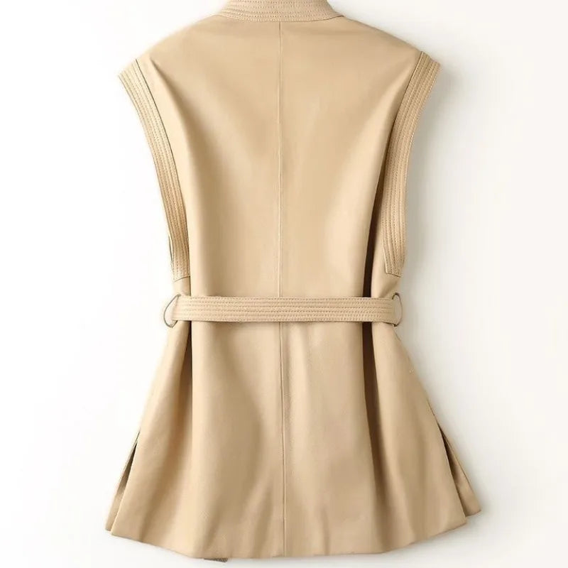 Faux Leather Belted Vest
