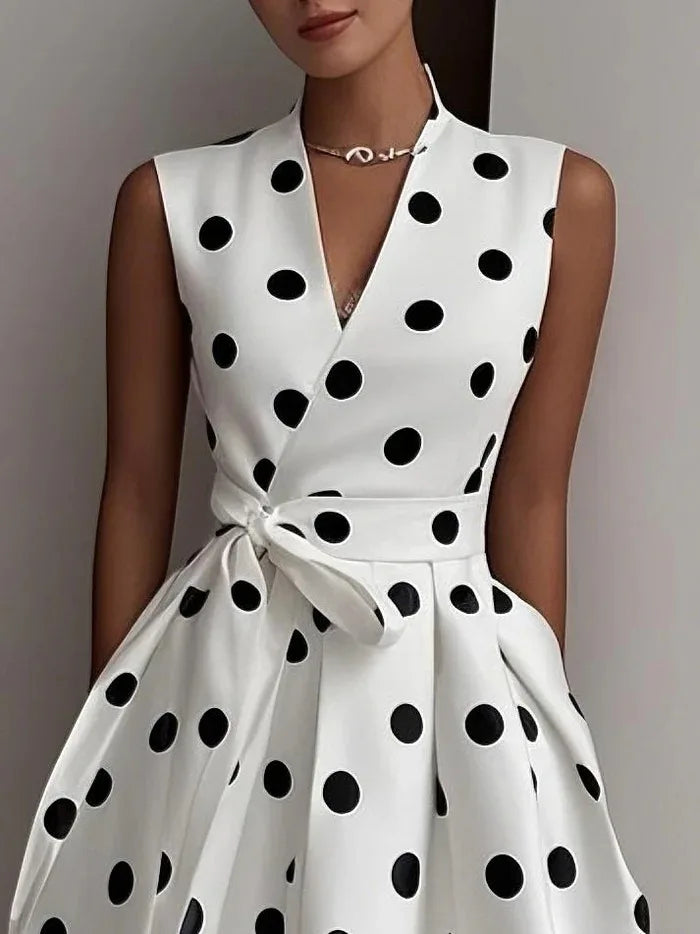 V-neck Polka Dot Dress