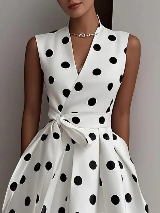 V-neck Polka Dot Dress