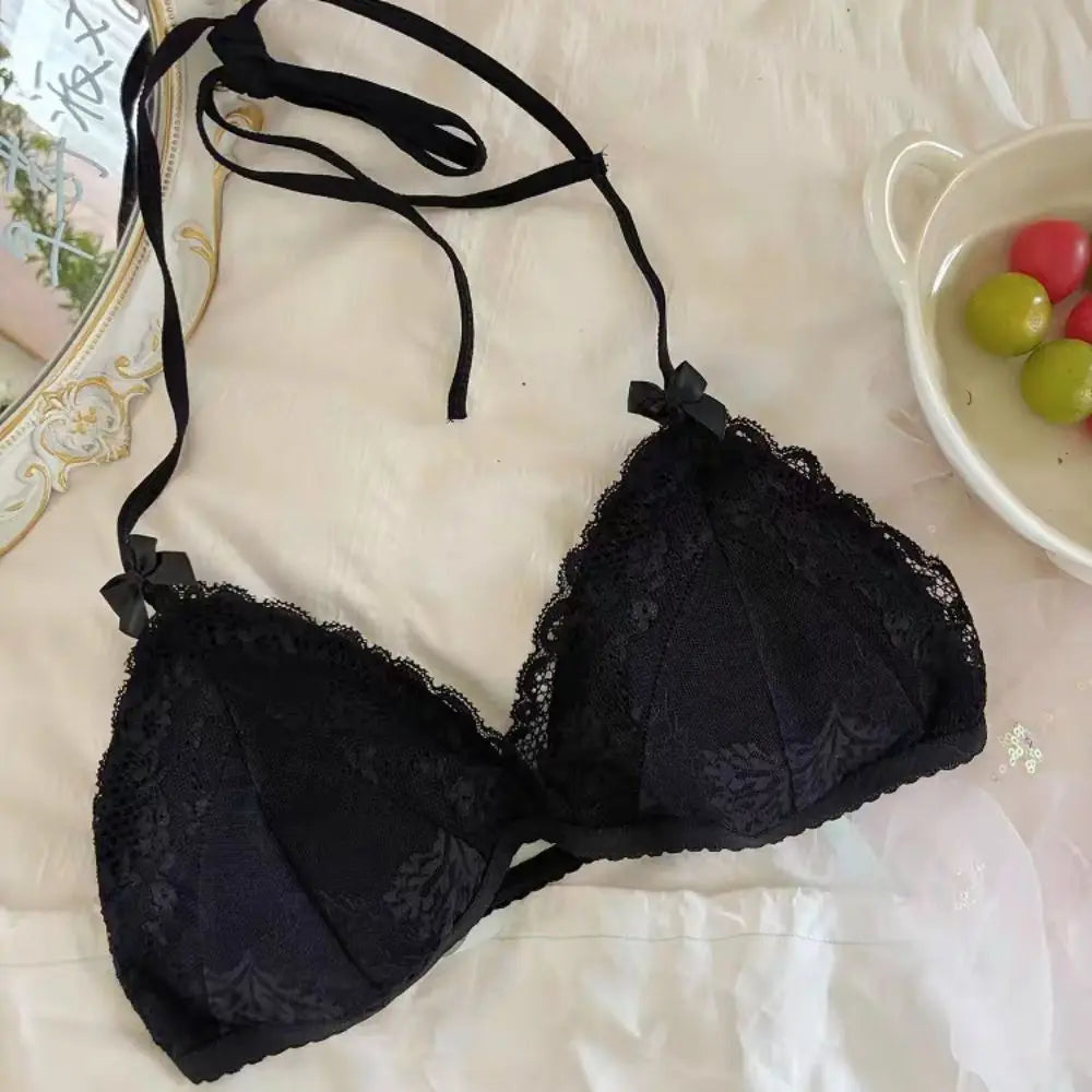 Halter Lace-up Wireless Bra