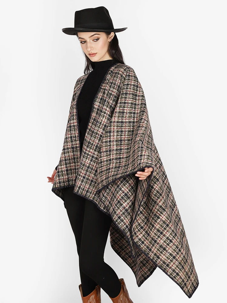 Retro Plaid Poncho