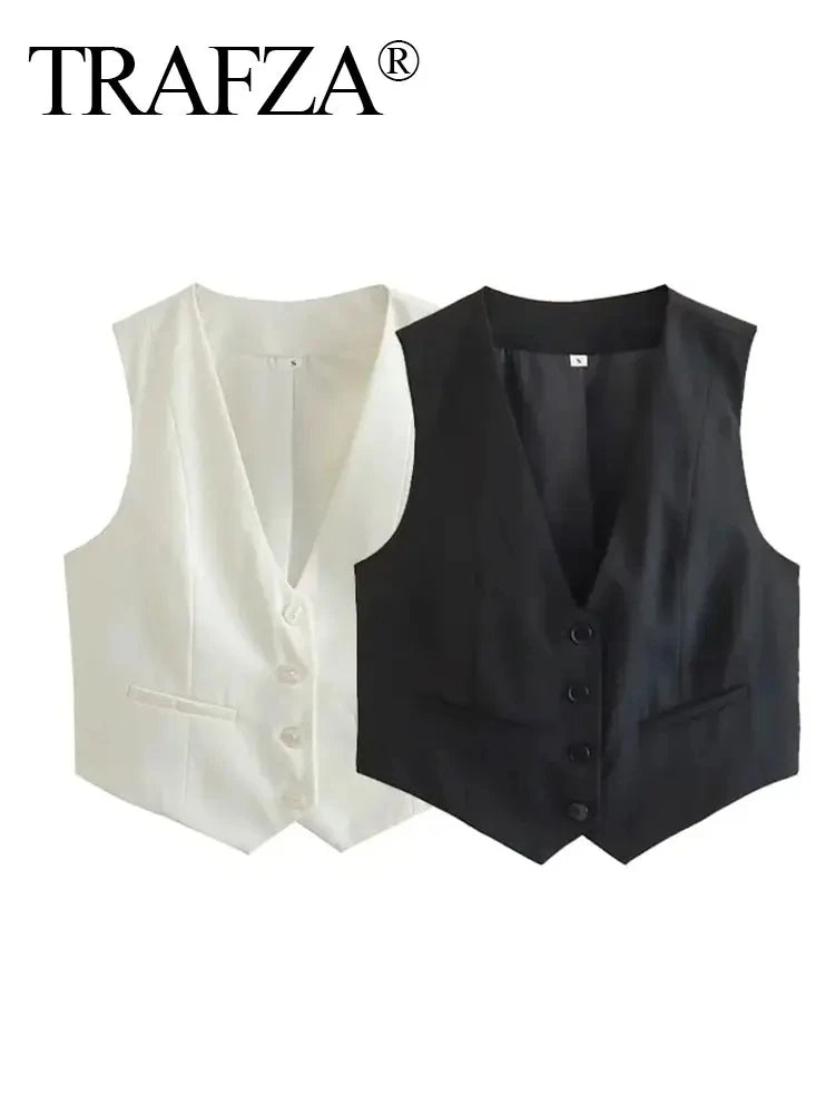 Single-breasted V-neck Vest