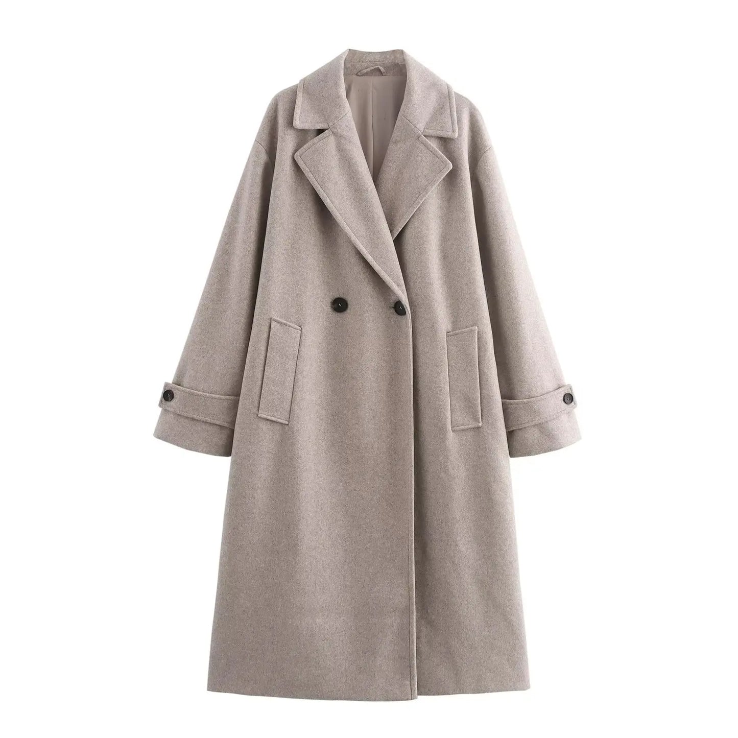 Loose Collar Long Sleeve Coat
