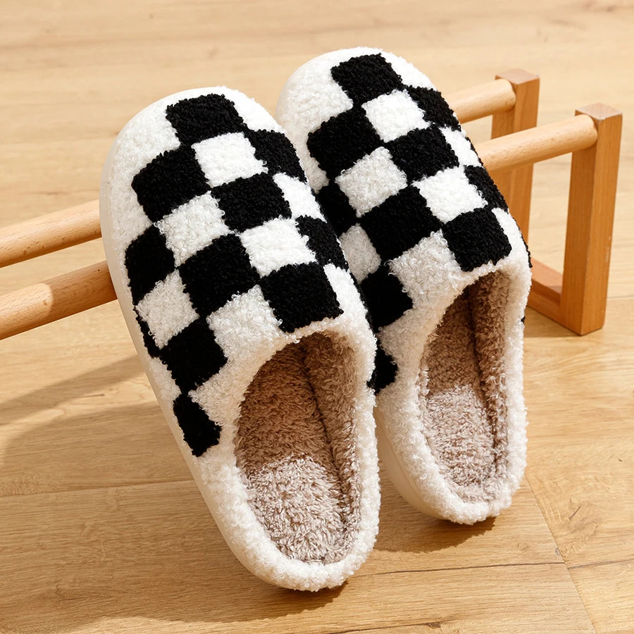 Checkered Fuzzy Slippers