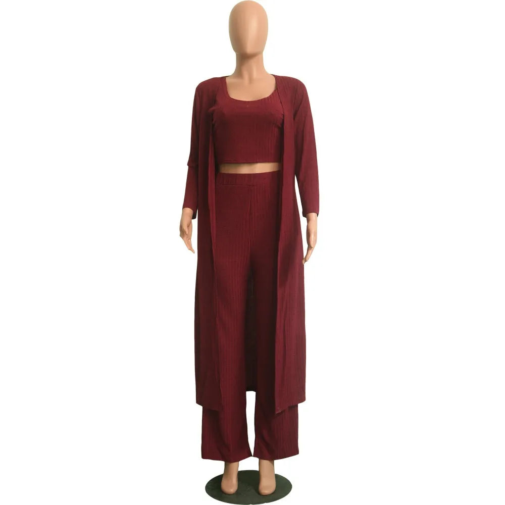 Three Piece Wide Leg Pants Set