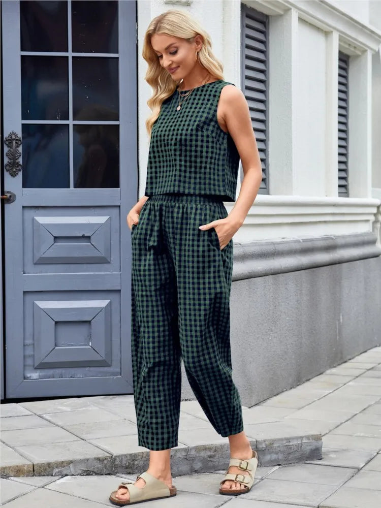 Vintage Plaid Two Piece Set