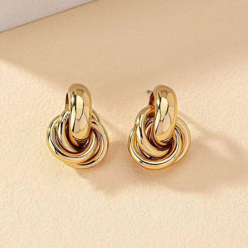 Gold and Silver Knot Hoop Earrings Set