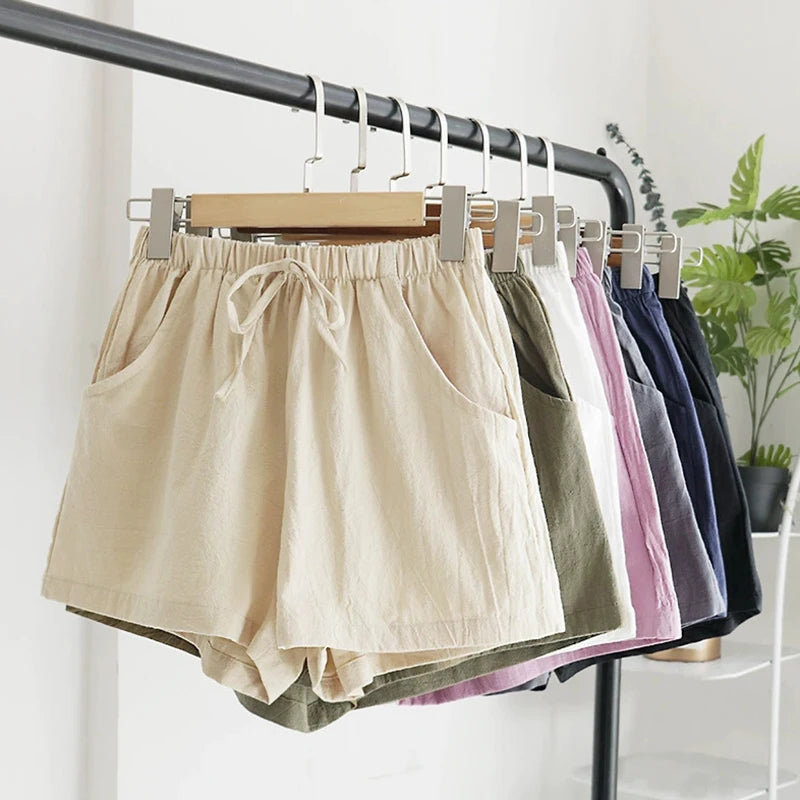 High Waist Linen Shorts