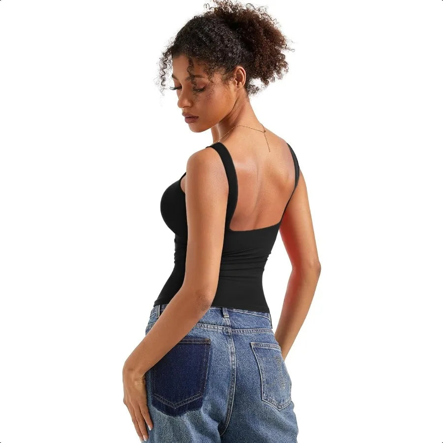 SUUKS Padded Open Back Boat Neck Tank Top