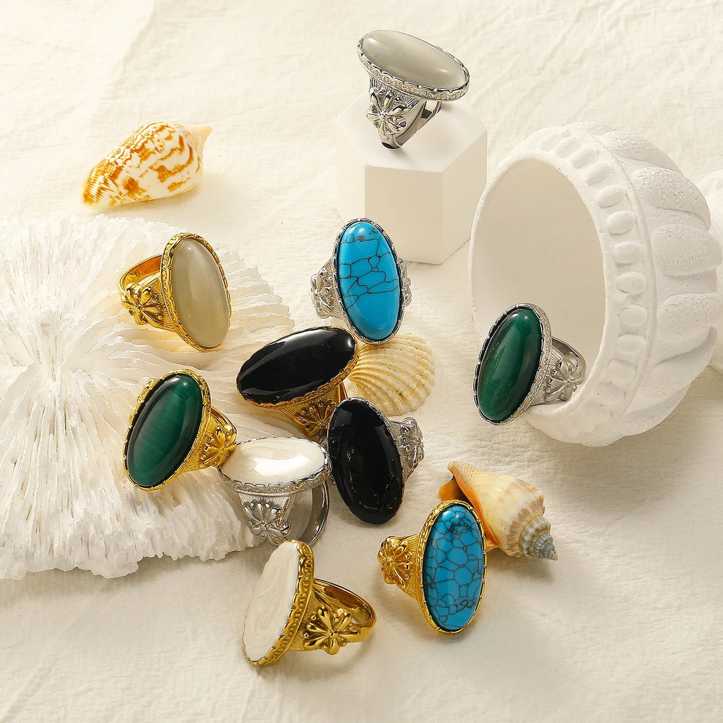 Large Stone 18K Gold Plated Ring