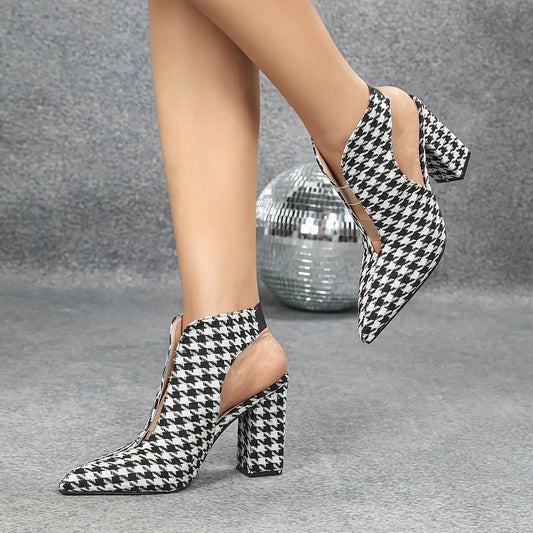 Houndstooth Ankle Boots