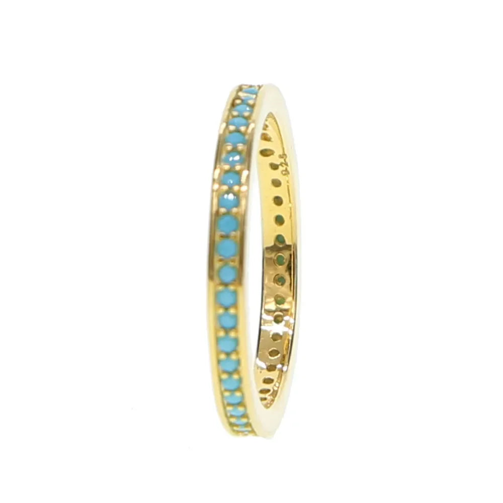 Sterling Silver Micro Pave Blue Turquoise Ring