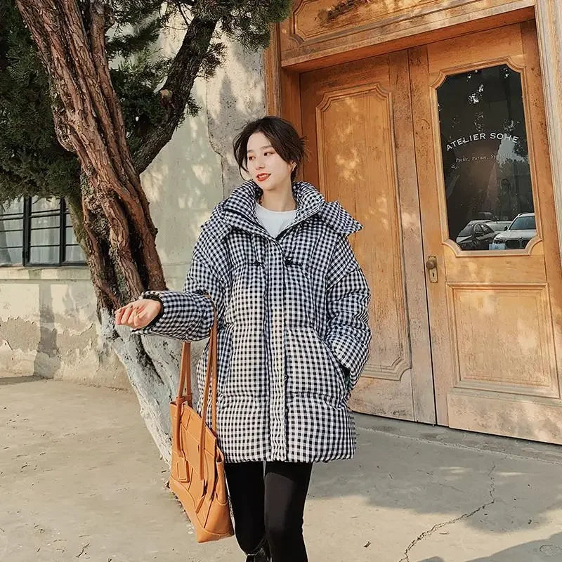 Houndstooth White Duck Down Coat