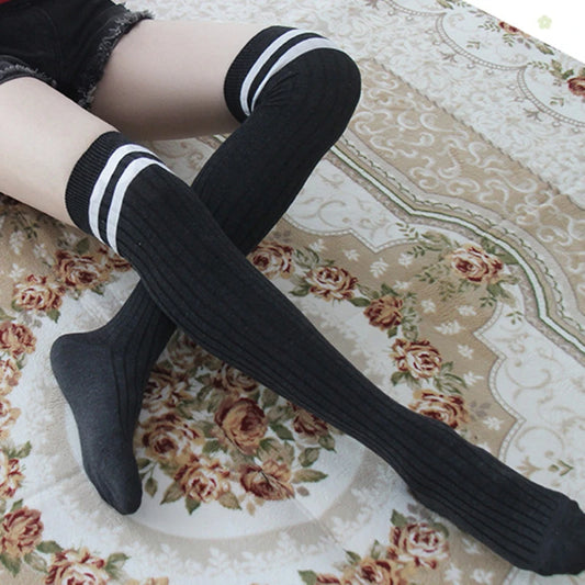 Knit Cotton Over-the-knee Stockings