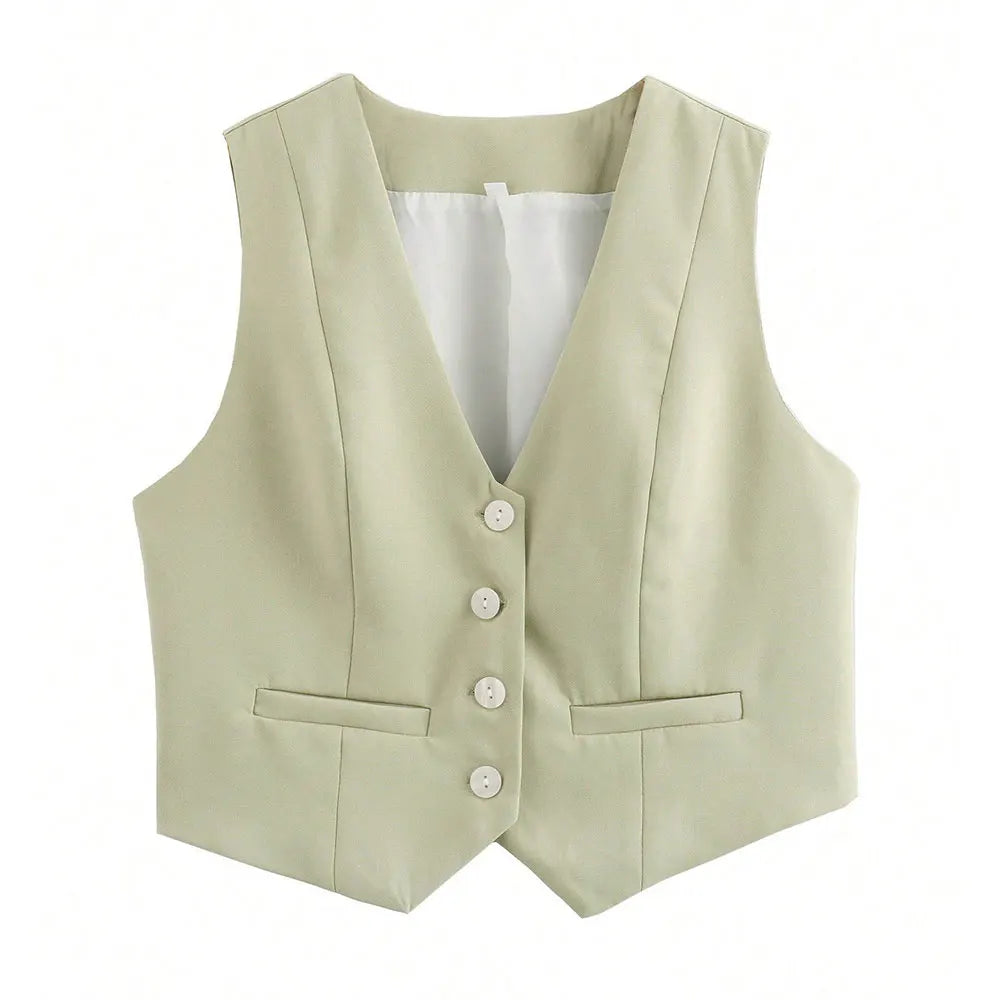 Single-breasted V-neck Vest