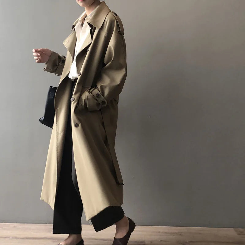 Double Breasted Design Long Trench Coat