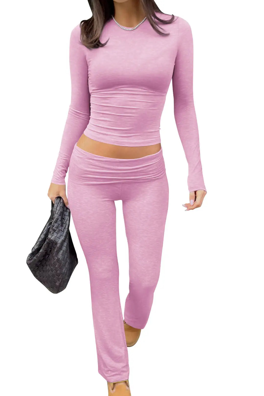 Long Sleeve High Waist Fold-over Active Set