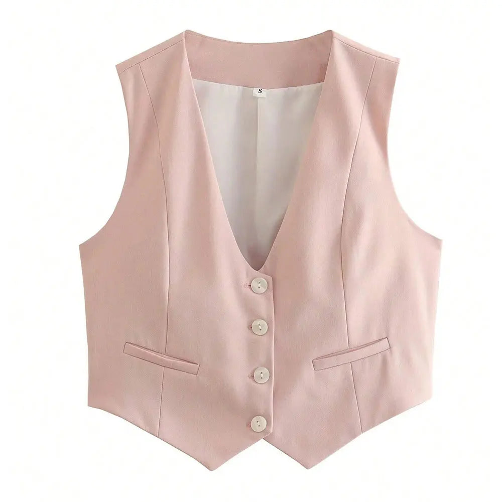 Single-breasted V-neck Vest
