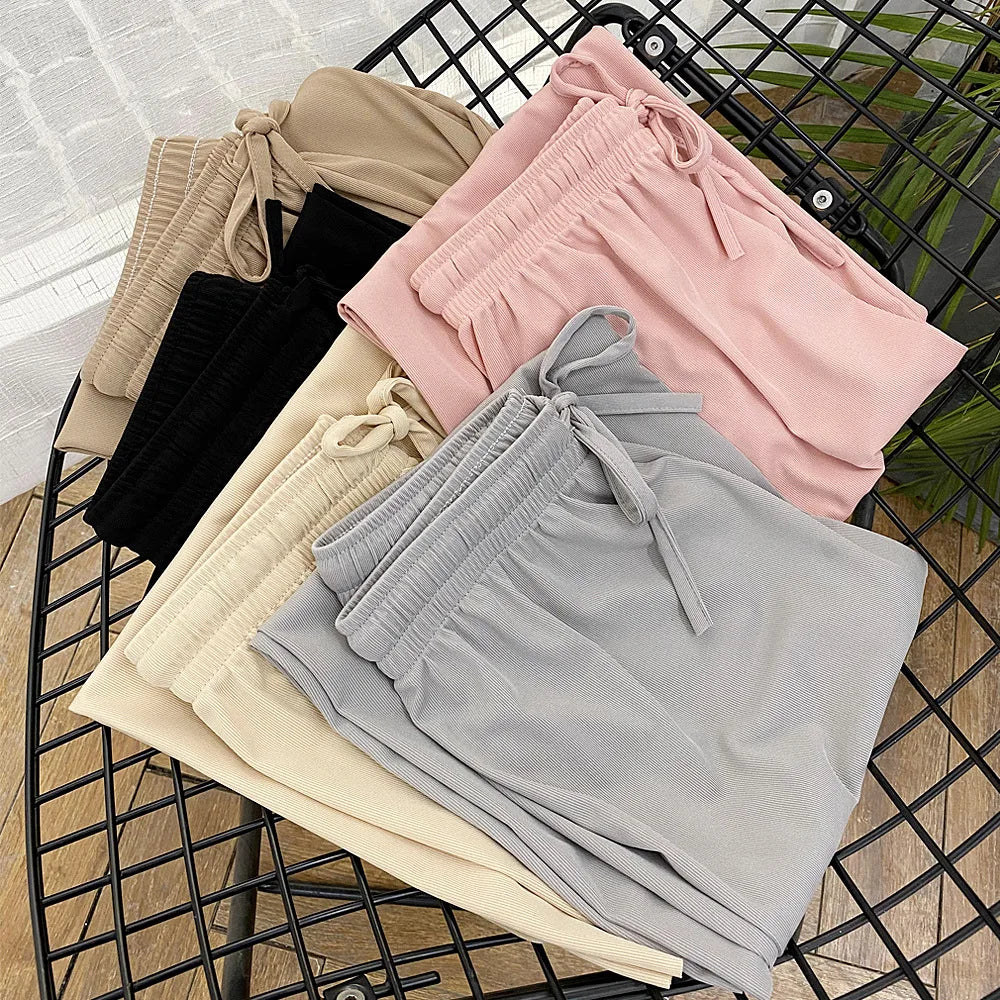 Ankle-Length Wide Leg Casual Pants