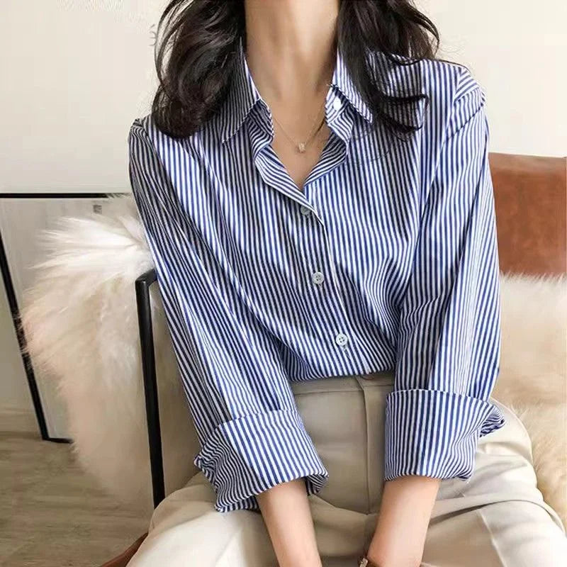 Striped Button-up Blouse