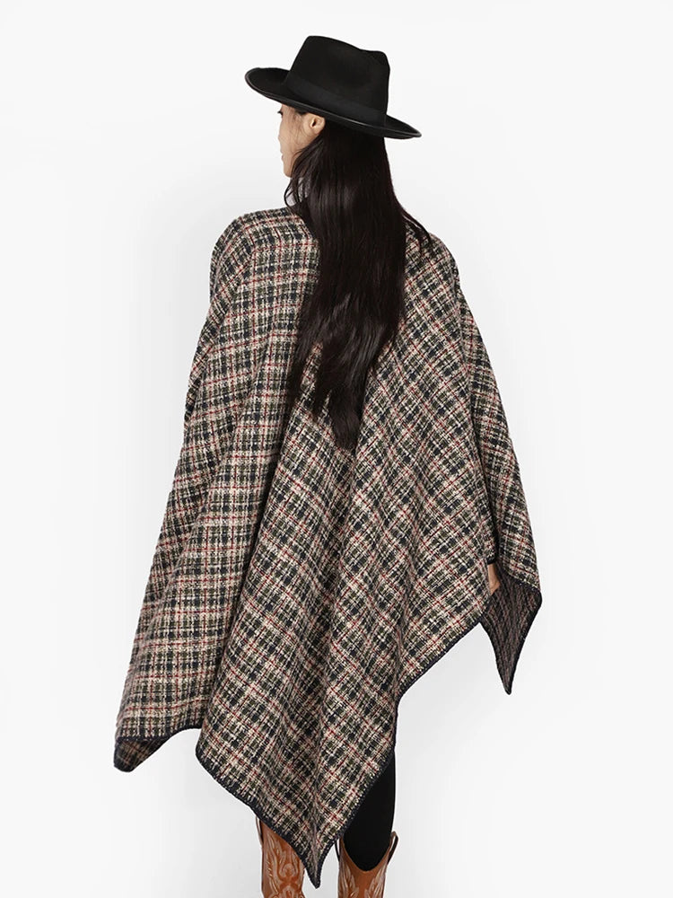 Retro Plaid Poncho