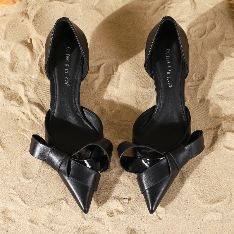 Black Pointed Toe Kitten Heels