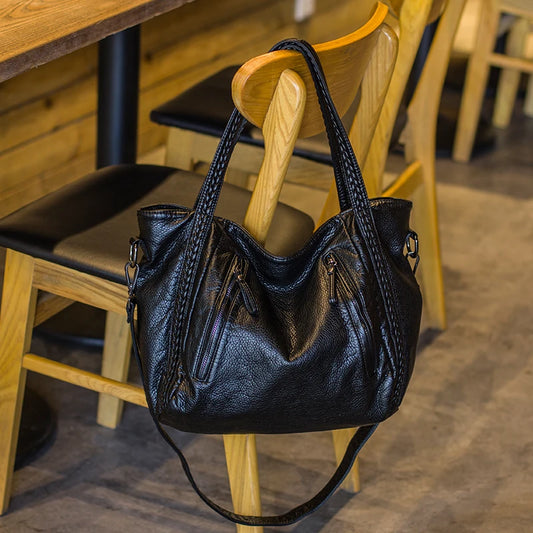 Large Black Leather Crossbody Bag