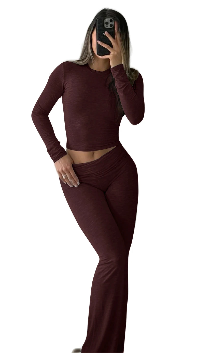Long Sleeve High Waist Fold-over Active Set