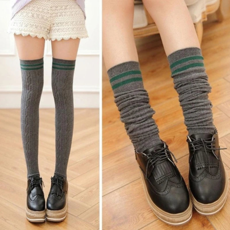 Knit Cotton Over-the-knee Stockings