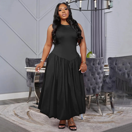 Plus Size Round Neck Maxi Dress