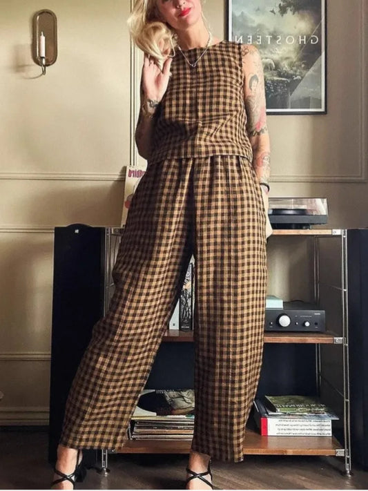 Vintage Plaid Two Piece Set