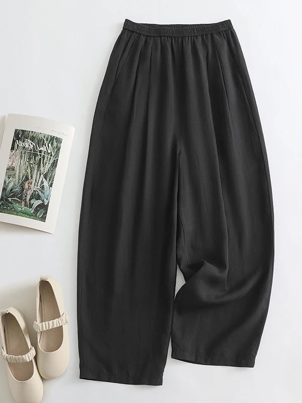 High Waist Linen Wide Leg Pants