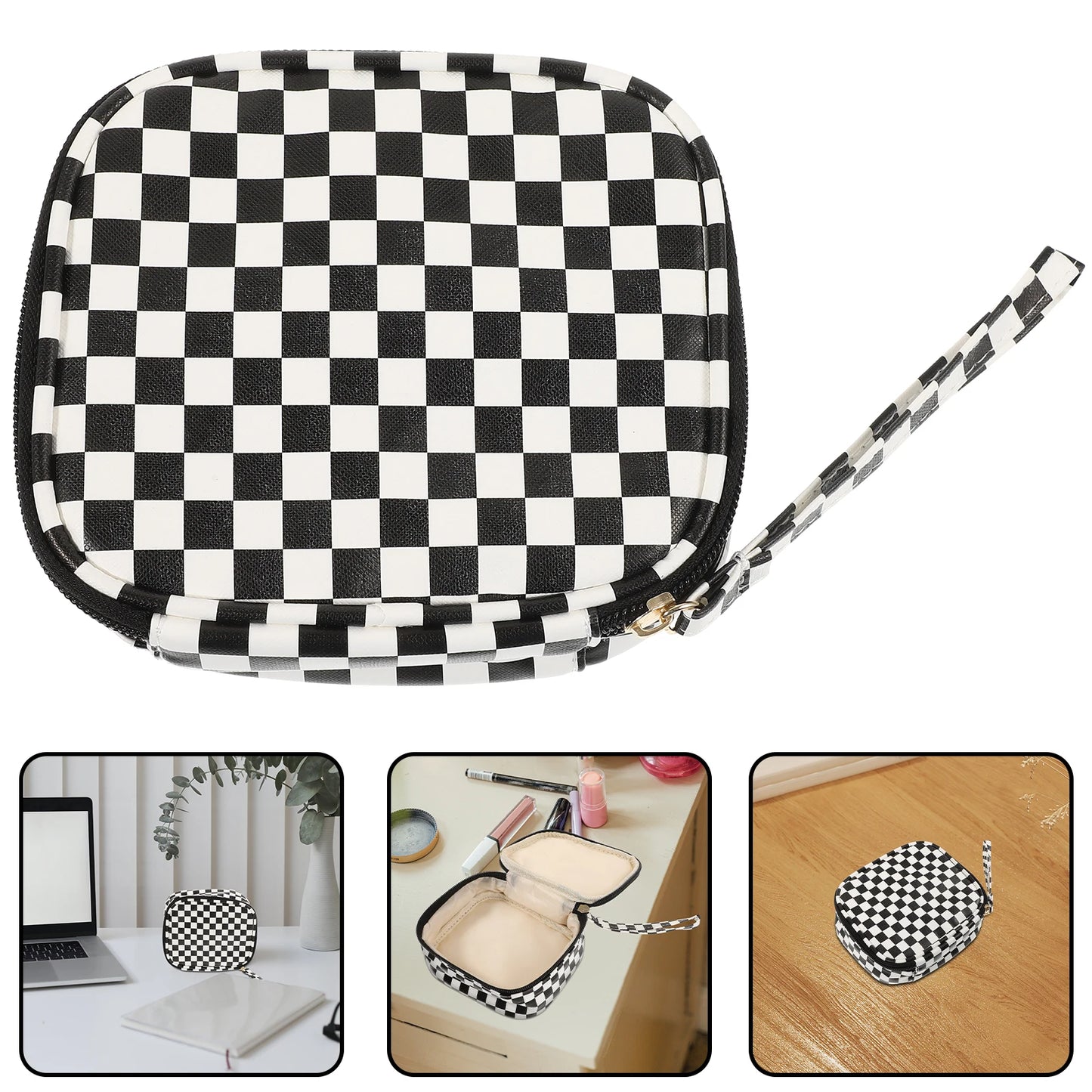 Checkered Makeup Bag