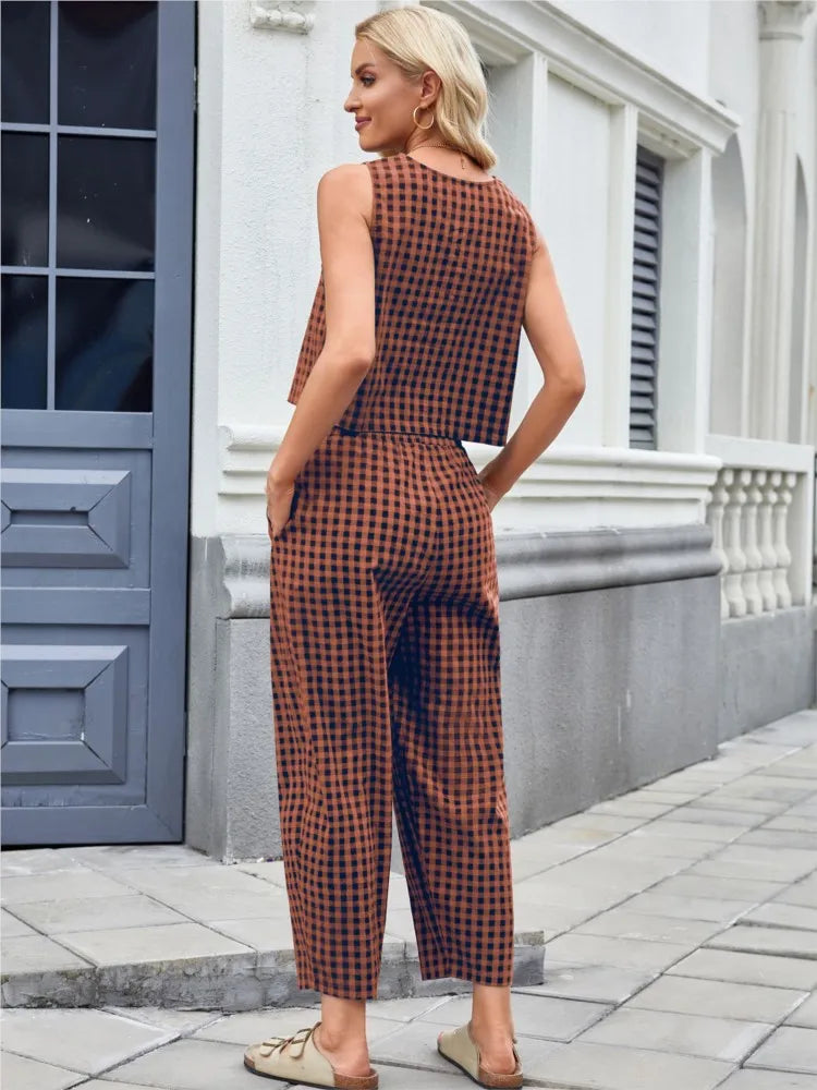 Vintage Plaid Two Piece Set