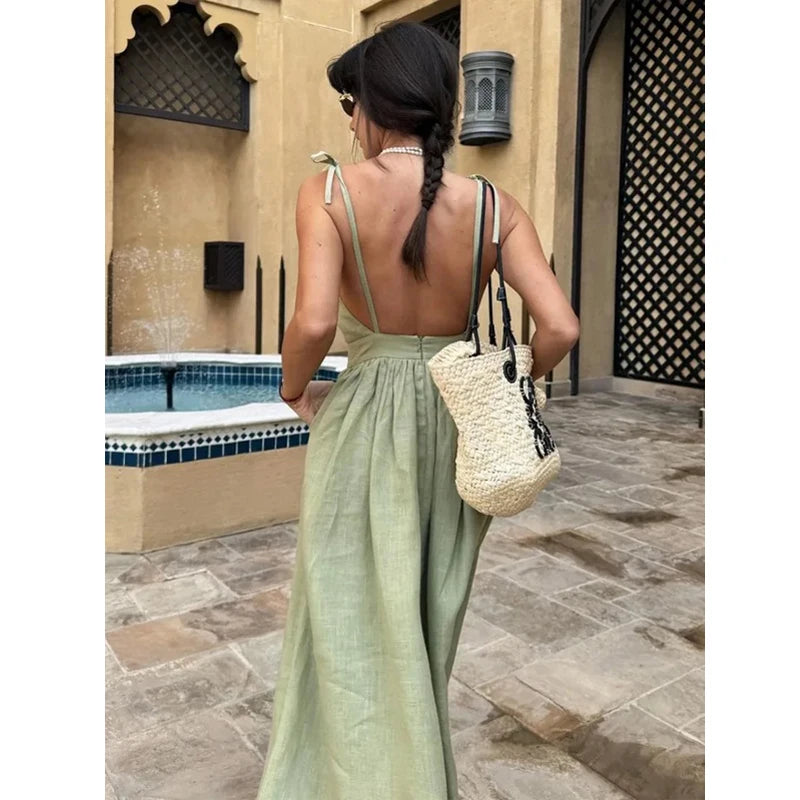 Backless Cotton Maxi Dress