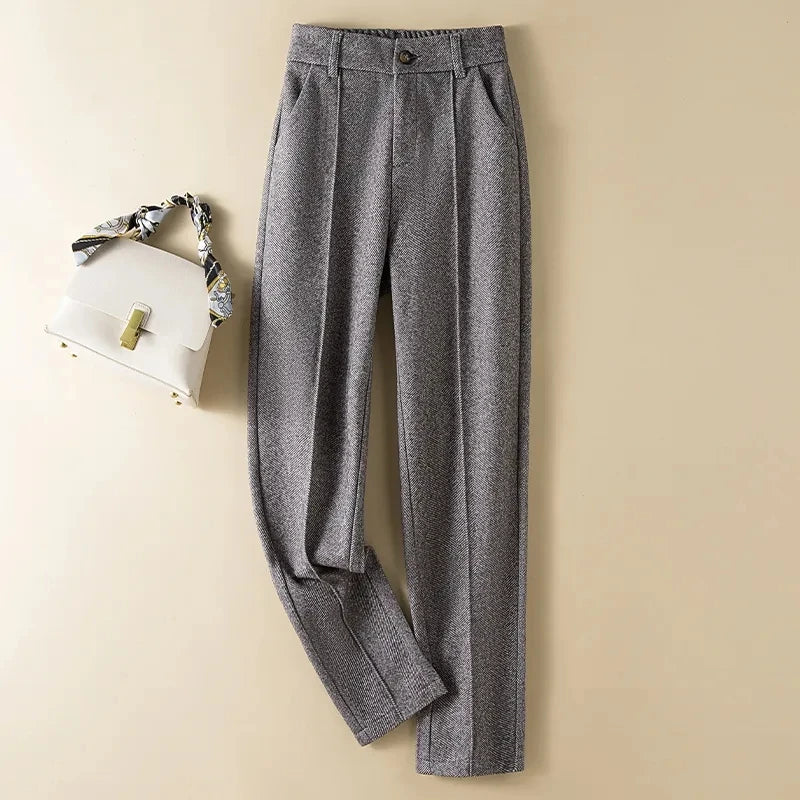 Woolen Herringbone Pencil Pants