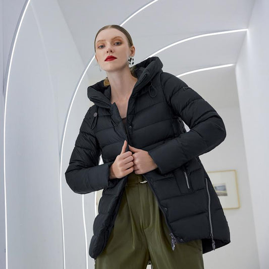 Hooded Mid Length Puffer Jacket